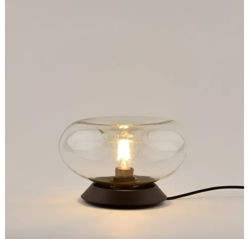 s.luce Tischlampe Cruet Oval aus Glas, 28x14x28 cm - Elegante Tischlampe aus klarem Glas mit ovalem Design. Ideal für eine stimmungsvolle Beleuchtung in jedem Raum und individuell anpassbar durch E27-Leuchtmittel.