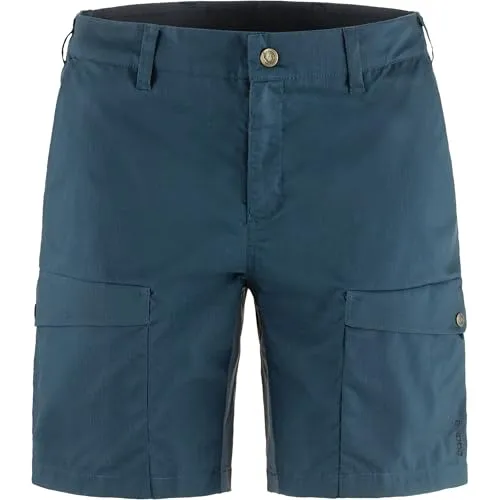 Fjällräven Women's Abisko Hybrid Trail Shorts Gr 42 Blau - Damen Outdoor Shorts & 3/4 Hosen, funktionale Trekking-Shorts mit Stretch und DWR-Imprägnierung für optimalen Komfort und Schutz bei Outdoor-Abenteuern.