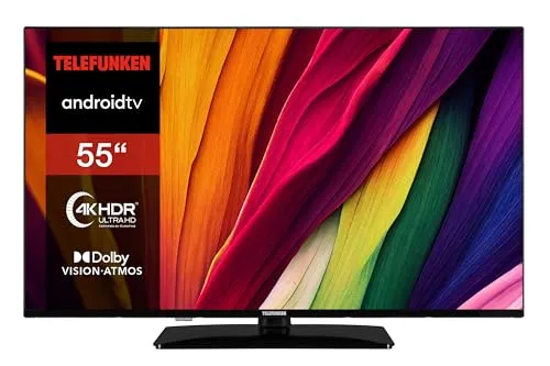 Telefunken Android TV D55U750X2CWI - 55 Zoll 4K UHD Smart TV mit Dolby Vision und Dolby Atmos, atemberaubende Bilder und grenzenlose Unterhaltung mit Google Assistant