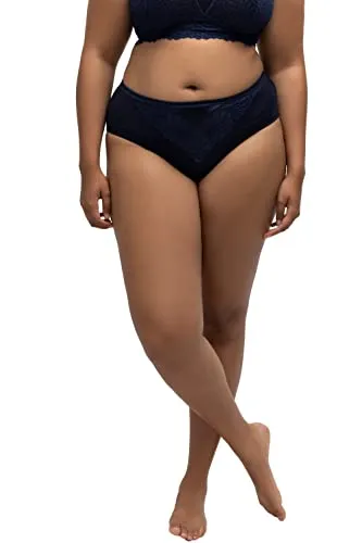 Ulla Popken Damen Slip Lace Microfaser Slips, Nachtblau, 54/56