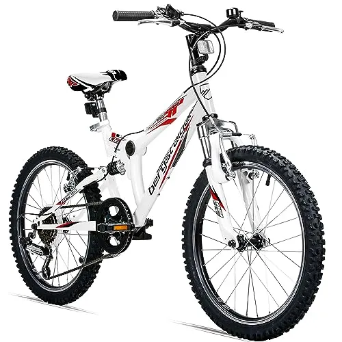 Bergsteiger Montreal 20 Zoll Kinderfahrrad - Mountainbike mit Shimano 18-Gang-Schaltung und Vollfederung, ideal für Schulwege und Körpergrößen von 115-140 cm, für Jungen und Mädchen.