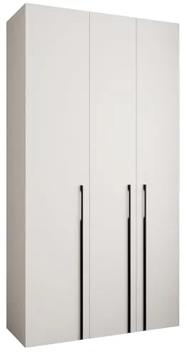 MEBLE KRYSPOL Como 3 Schrank mit 3 Türen - Kleiderschrank - Garderobe - Aufbewahrungsschrank für Schlafzimmer, Jugendzimmer, Kinderzimmer - 245,5x130x40cm - Weiß, Schwarz