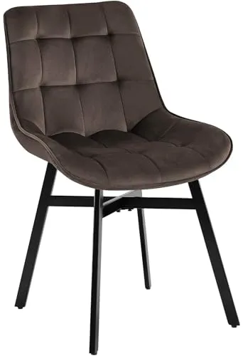 CLP Esszimmerstuhl Colby - Gepolstert mit Lehne - Komfortabler Esszimmerstuhl mit weicher Samtoberfläche und modernem Design. Stabiler Metallrahmen, belastbar bis 140 kg. Ideal für Küche, Esszimmer und Wohnzimmer. Pflegeleicht und sanft zum Boden.