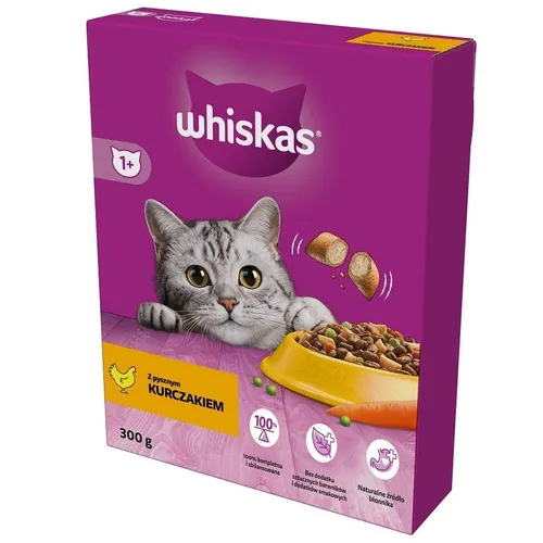 WHISKAS Trockenfutter mit Huhn für adulte Katzen knusprig 300 g
