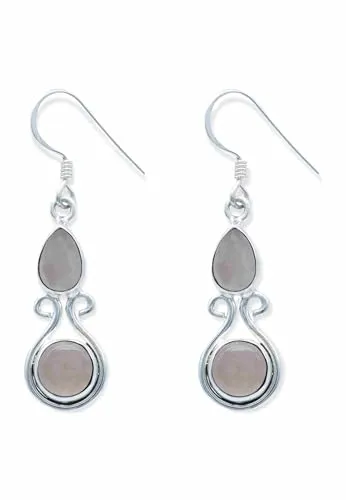 Ohrringe 925 Silber Rosenquarz rosa Stein Edelstein Ohrhänger echt Silber Damen Sterling Silber Hänger Geschenk (MOH-088-07)
