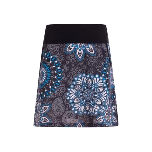 Vishes Damen-Minirock mit Mandala in Schwarz I Größe 2XL (44) I Bequem & modisch für Alltag & Freizeit I 100% Baumwolle I Für warme & kalte Monate I Nachhaltige Alternative Bekleidung