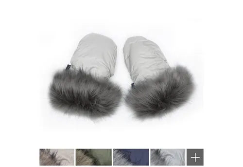 Baby-Joy Kinderwagen-Handwärmer Hochwertige Handschuhe mit Kunstfell und Magnetverschluss, kuschelweich, außen wind- und wasserabweisend