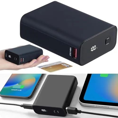 revolt USB Powerbank: Ultrakompakte Powerbank im Kreditkarten-Format, 20.000mAh, LED-Display (für Laptop, fürs Handy, Kompakt)