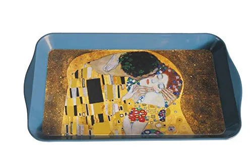 Gustav Klimt Tablett aus Metall, Rechteckig, Silver, Dekorative Gestaltung, Klassisch, ca. 31,5x2x2 cm