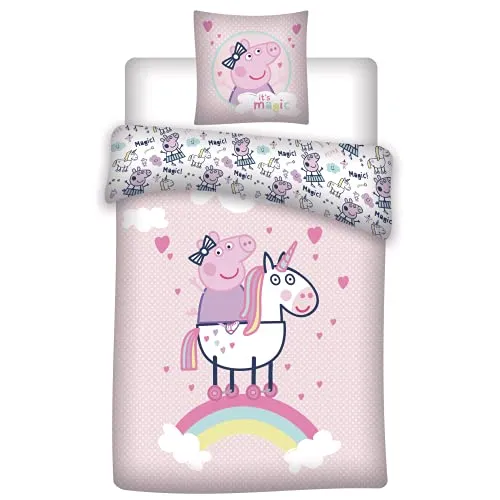 Peppa Pig Bettbezug Unicorn 140 x 200 cm in pink von Aymax