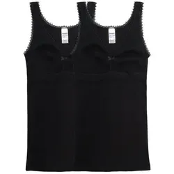 HERMKO Unterhemd 15804740 - 2er Pack Damen BH-Hemd aus 100% Bio-Baumwolle - Unterhemden aus 100% Bio-Baumwolle, OEKO-TEX® zertifiziert, in elegantem Schwarz, perfekt für einen bequemen und nachhaltigen Alltag.