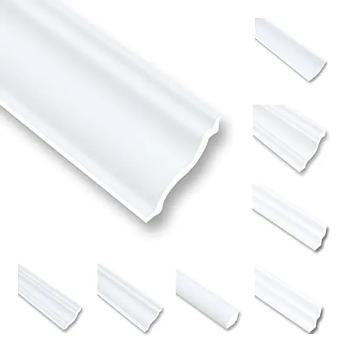 Zierprofile Styropor XPS 40x40 mm - 50 Meter Deckenleisten Sparpaket - 50 Meter Deckenleisten aus Styropor NM50 | 25 Zierleisten, schneeweiß und überstreichbar | Perfekte Wand-Decke-Übergänge mit glatter Oberfläche für eine elegante Optik