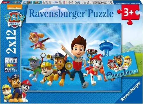 Paw Patrol Ryder und die Paw Patrol Kinderpuzzle 2x12 Teile Ravensburger 07586