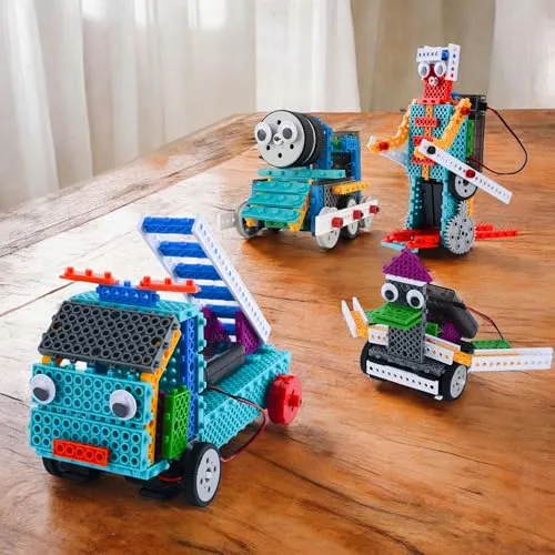 RC Ferngesteuertes Technik-Baukasten Set, 170-teiliges 4-in-1 Konstruktionsspielzeug mit Motor, kreativer Baustein, Bauset f. Kinder, Technikfans, DIY Fahrzeug, Roboter, Eisenbahn, STEM Lernspielzeug