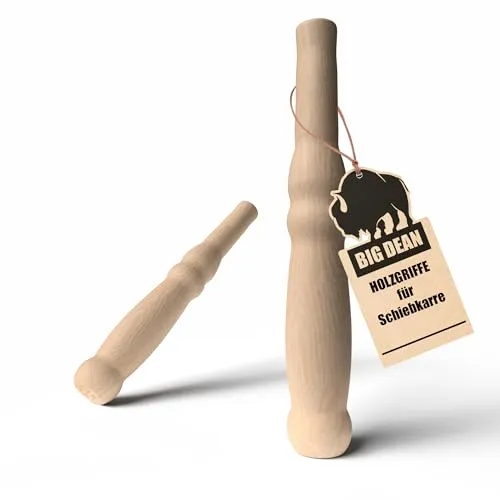 BigDean 2 XXL Holzgriffe für Schiebkarre/Schubkarre ca. 23,5 cm lang 2,5 cm Durchmesser - Hochwertig, flexibel, bereichernd - Ideal für Jede Schubkarre/Sackkarre