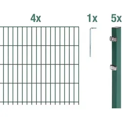 Alberts Doppelstabmattenzaun 6-5-6, Komplettset 10 m - Gartenzaun mit 10 m Länge und 1,03 m Höhe, verzinkt für hohe Lebensdauer, inklusive Pfosten und Klemmlasche - ideal für langlebige Gartenumrandungen.