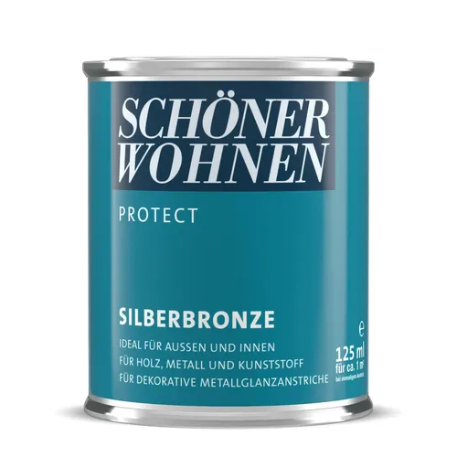 Schöner Wohnen Protect Metallglanzfarbe Silberbronze wetterfest 3 mal 125 ml