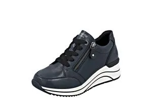 Remonte Damen Leder Sneaker D0T03 in Weite H, Größe 38, Blau - Wanderschuhe mit innovativer Remonte Lite ´n Soft Technologie für ein wolkenweiches Tragegefühl und atmungsaktives Futter für besten Komfort.