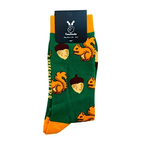 TwoSocks lustige Socken | Damen & Herren | witzige Eichhörnchen Strümpfe als Geschenk | Baumwolle | Einheitsgröße