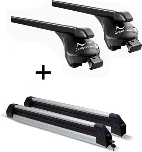 Skiträger Silver Ice ausziehbar + Relingträger Quick kompatibel mit für Audi E-tron (5 Türer) ab 2019 anliegende Reling