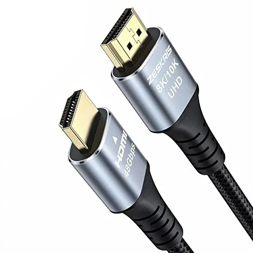 ZESKRIS 2m HDMI 2.1 Kabel, 8K 48Gbps Ultra High Speed geflochtenes Kabel für Laptop, Monitor, PS5, PS4, Xbox One, 8K UHD TV eARC HDR 10 HDCP 2.2 2.3