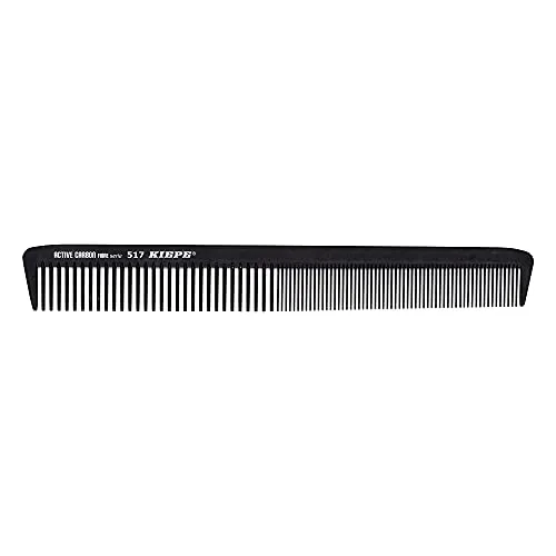 Kiepe Active Carbon Fibre Haarkamm – Professioneller Friseurkamm für Damen & Herren – Hitzebeständig bis 230°C – Antistatisch – Leicht & Stabil – Schwarz