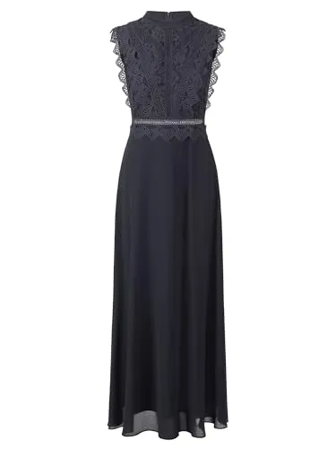 APART Fashion Damen ärmelloses Spitzenabendkleid mit transparentem Rücken