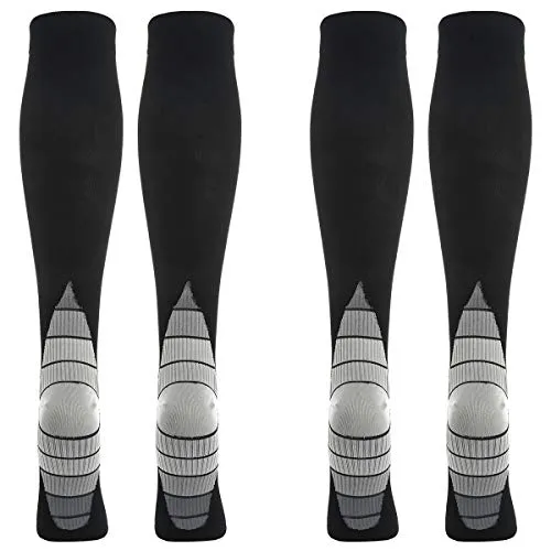 Paar Kompressionsstrümpfe Kniestrümpfe Stützstrümpfe Laufsocken für Damen & Herren, Sport, Laufen, Flug, Reisen, Schwangerschaft, Medizinische Kompressionssocken (L, Grau) 2
