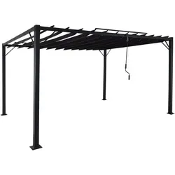 Pergola MCW-L40, Garten Lamellen-Pavillon mit drehbarem Dach - Pavillons, 3x4m anthrazit, mit hochwertigem 8cm-Alu-Gestell und regulierbarem Lamellendach für optimalen Schatten und Lichtverhältnisse.