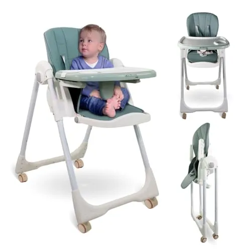 Mobiclinic® Kids, Hochstuhl für Babys, Faltbar, Umwandelbar in Hochstuhl für Kleinkinder, Simba, Gurt mit 5 Fixpunkten, Räder mit Bremsen, Abnehmbares Tablett, Textilien abnehmbar und waschbar