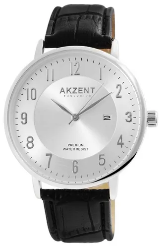AKZENT Quarzuhr Lahab Akzent Exclusive Herrenarmbanduhr mit, Herrenuhr Lederimitat