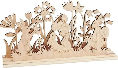 VBS Holz-Steckmotiv Osterfreude, 3-teilig, furniertes Sperrholz, 5x11.5x22 cm, ideal zum Bemalen & Dekorieren, Oster-Deko