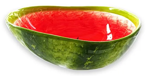 Lashuma Handgemachte Obstschale Melone - Obstschalen in Melonenoptik, handgefertigte Keramik aus Italien, ideal für Obst, Salat oder Pasta, ca. 24 cm Ø, ein echter Blickfang in jeder Küche!