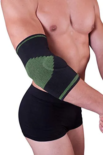 LOREY Hochwertige Ellbogenbandage mit 2 seitlichen Gelkissen, Ellenbogenstütze (M)