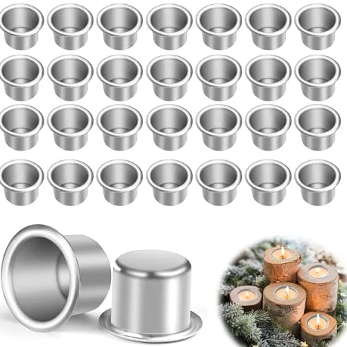 Stück Kerzenhalter für Stabkerzen, Metall Kerzentüllen für Stumpenkerzen, Metall Klein, Teelichter, Silber Kerzeneinsatz Tafelkerzen, für Baumkerzen, Stabkerzenhalter Deko, Kerzenleuchter 30