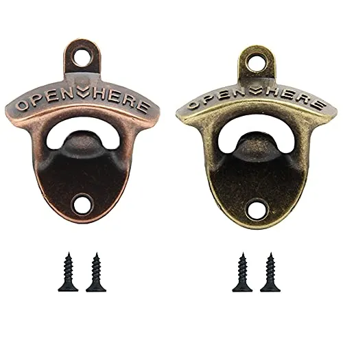 Sixfolo 2 Stück Jahrgang Flaschenöffner Wandmontage Metal Bierflaschenöffner der Wand Montiert für Bars Restaurants Küchen Geschenke für Männer Bierliebhaber