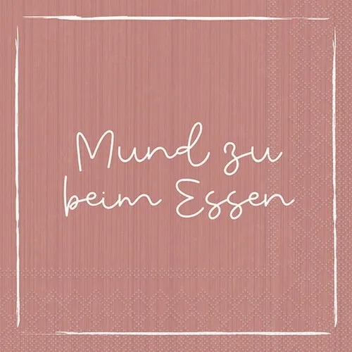 Servietten Mund zu beim Essen Sprüche Lustig puderrosa Tischdeko 33x33cm 20