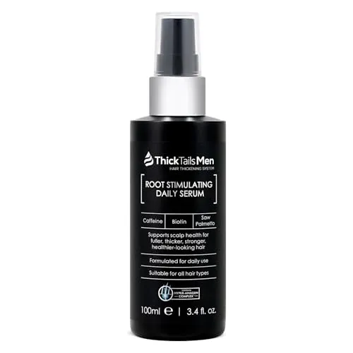 ThickTails Haarwachstums-Serum für Männer – Leave-In Serum mit Koffein, Biotin & Sägepalme – Unterstützt dichter aussehendes, kräftiger wirkendes Haar – Leicht, schnell einziehend & sulfatfrei