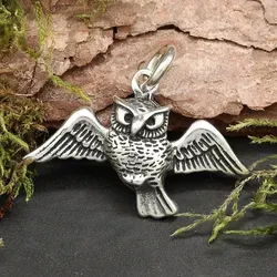 Drachensilber Eule fliegend Kettenanhänger aus 925 Silber von Drachensilber