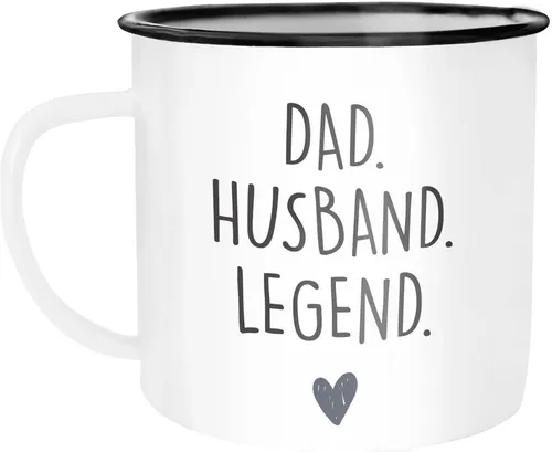 MoonWorks Tasse Emaille-Tasse Mom Wife Boss Dad Husband Legend Geschenk Mama Papa, Metall, emailliert und mit Aufdruck