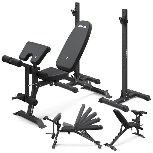 Zipro olympisches Hantelbank-Set Superset - Multifunktions-Hantelbänke für Krafttraining mit verstellbarer Rückenlehne und Sitzkissen, belastbar bis 270kg – ideal für intensives Workout und individuelle Anpassung.