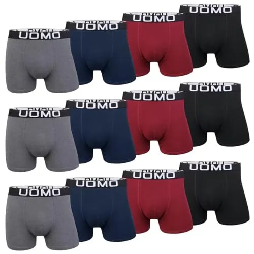 L&K 12er Pack Boxershorts Men - Bequeme Retroshorts aus Baumwolle - Herren-Boxershorts aus 95% Baumwolle für optimalen Tragekomfort, mit softem Bund und ohne störende Etiketten, ideal für den Alltag.