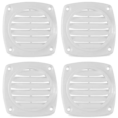 wellenshop Lüftungsgitter 4-er Set Kunststoff 84 x 84 mm Lüftungsblech Kiemenlüfter Ventilation Abluftgitter Lufteinlass Luftauslass Farbe Weiß