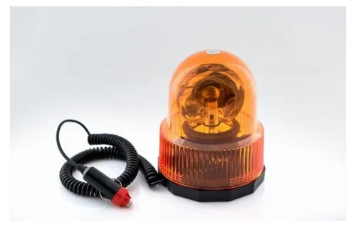 Drehende orangefarbene Rundumleuchte (Signal-/Warnleuchte) 24 V mit Magnetfuß, 25 W