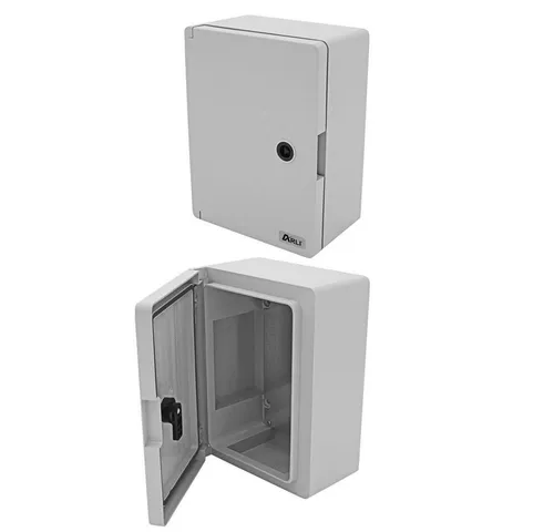 ARLI Schaltschrank Industriegehäuse mit verzinkter Montageplatte - Robustes ARLI Industriegehäuse aus schlagfestem Material mit IP65-Schutz. Ideal für den professionellen Einsatz, inklusive Montageplatte und Verriegelungsschlüssel für sichere Installation.