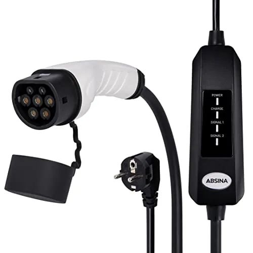 Absina 52-230-1001 Mobile Ladestation 6 m - Mobile AC-Ladestation für Elektrofahrzeuge, ideal für flexibles Laden unterwegs dank 6 m Kabel und kompatibel mit Typ 2 Fahrzeug-Inlets.