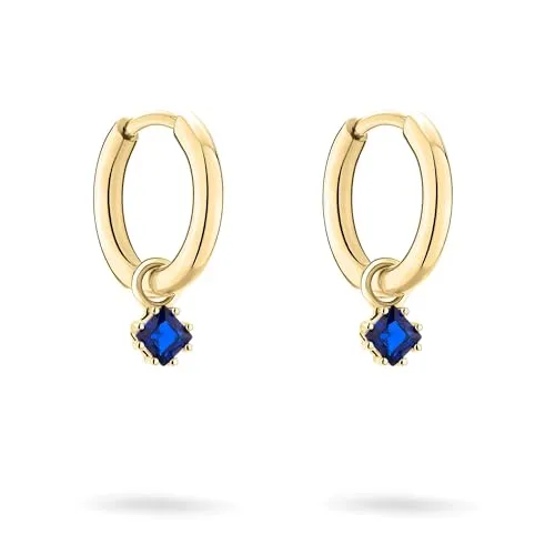 Tamaris Creole TJ-0542-E-15 aus 925 Silber IP Gold - Ohrringe für Damen mit blauen Zirkoniasteinen, aus 925er Sterling Silber IP Gold, poliert und ideal als Geschenk für besondere Anlässe.