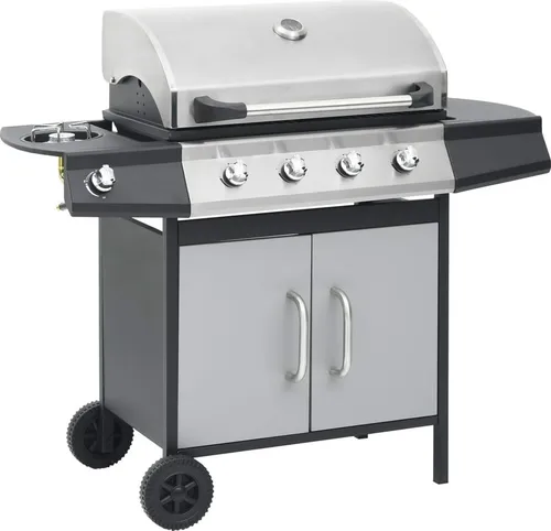 vidaXL Gasgrill 4+1 Flammen – Schwarz und Silbern