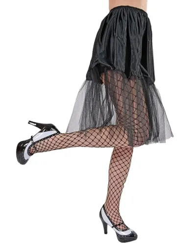 Das Kostümland - Petticoat Tüll Unterrock für Damen zum Fifties Rock´n Roll Kostüm - Schwarz