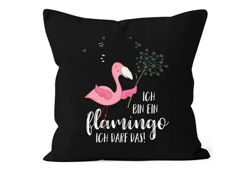 MoonWorks Dekokissen Kissen-Bezug Flamingo Ich bin ein Flamingo ich darf das Spruch Pusteblume Kissen-Hülle Deko-Kissen Baumwolle MoonWorks®